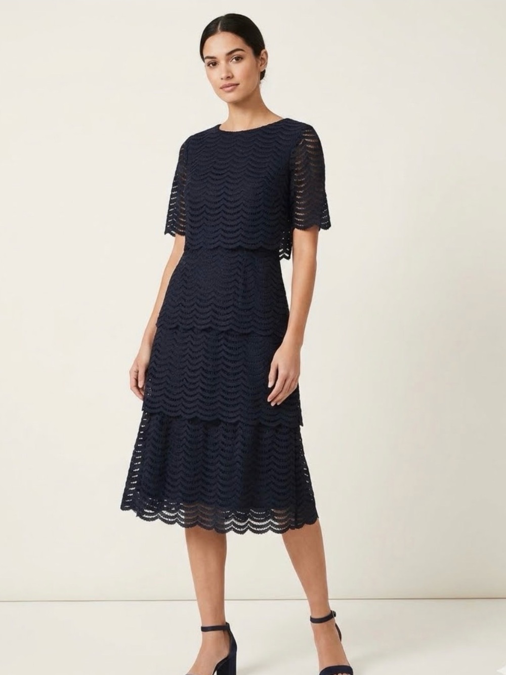 Elegant Navy Lace Dress